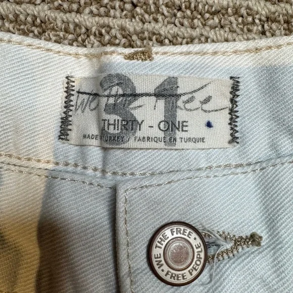 Free People Wide Leg Pull On Pants Size 31 Ivory White Denim Jeans‎ - Picture 4 of 5